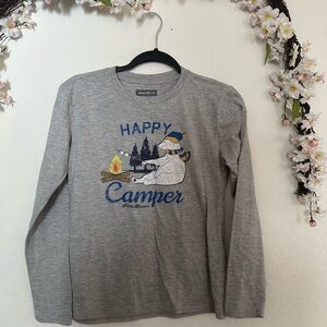 Eddie Bauer Gray Kids Long Sleeve 'Happy Camper' Tee